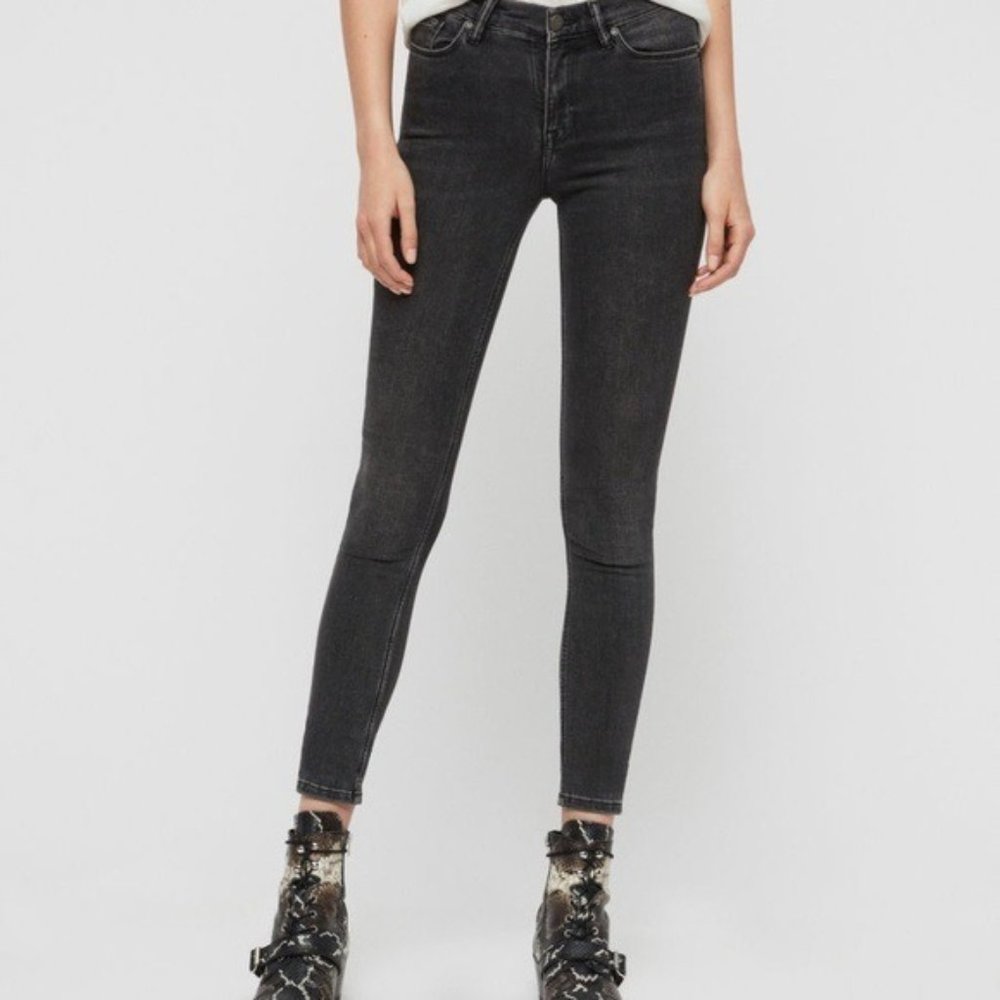 All Saints Grace Skinny Jeans in Washed Black